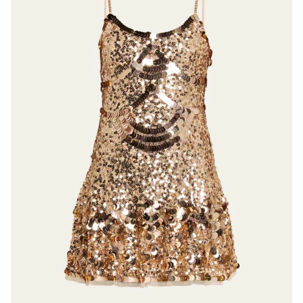 LoveShackFancy Rose Gold Sequin Mini Dress